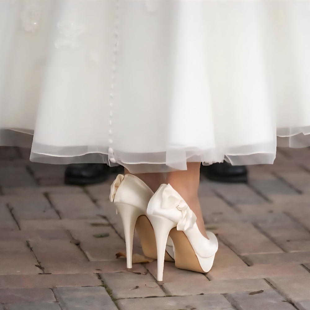 Elegant Cream Satin Platform Stiletto Pumps